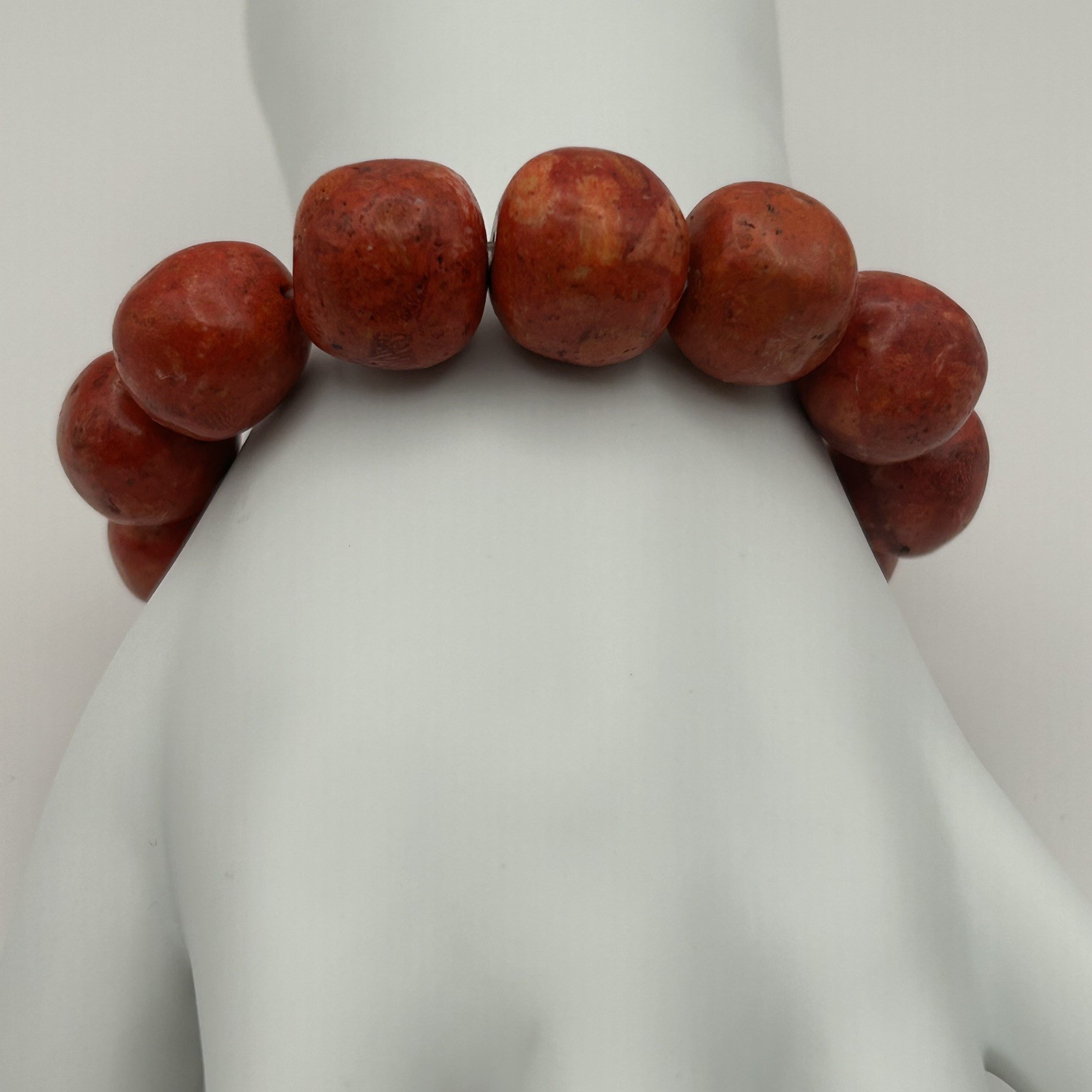 Genuine red coral round bracelet 16 mm bead natural color