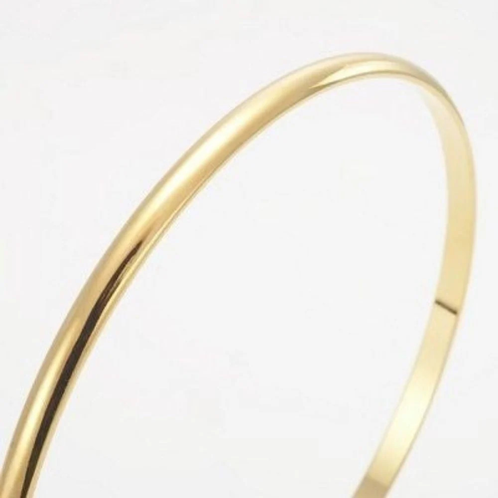 18ct Heavy Yellow Gold Plated Plain 3mm Bangle – USA Made
