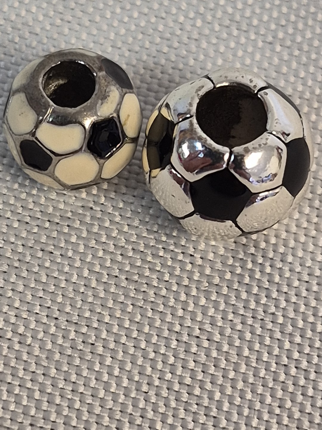 2 Soccer Balls Football Team Sports Silver Charms Bead fit for bracelet