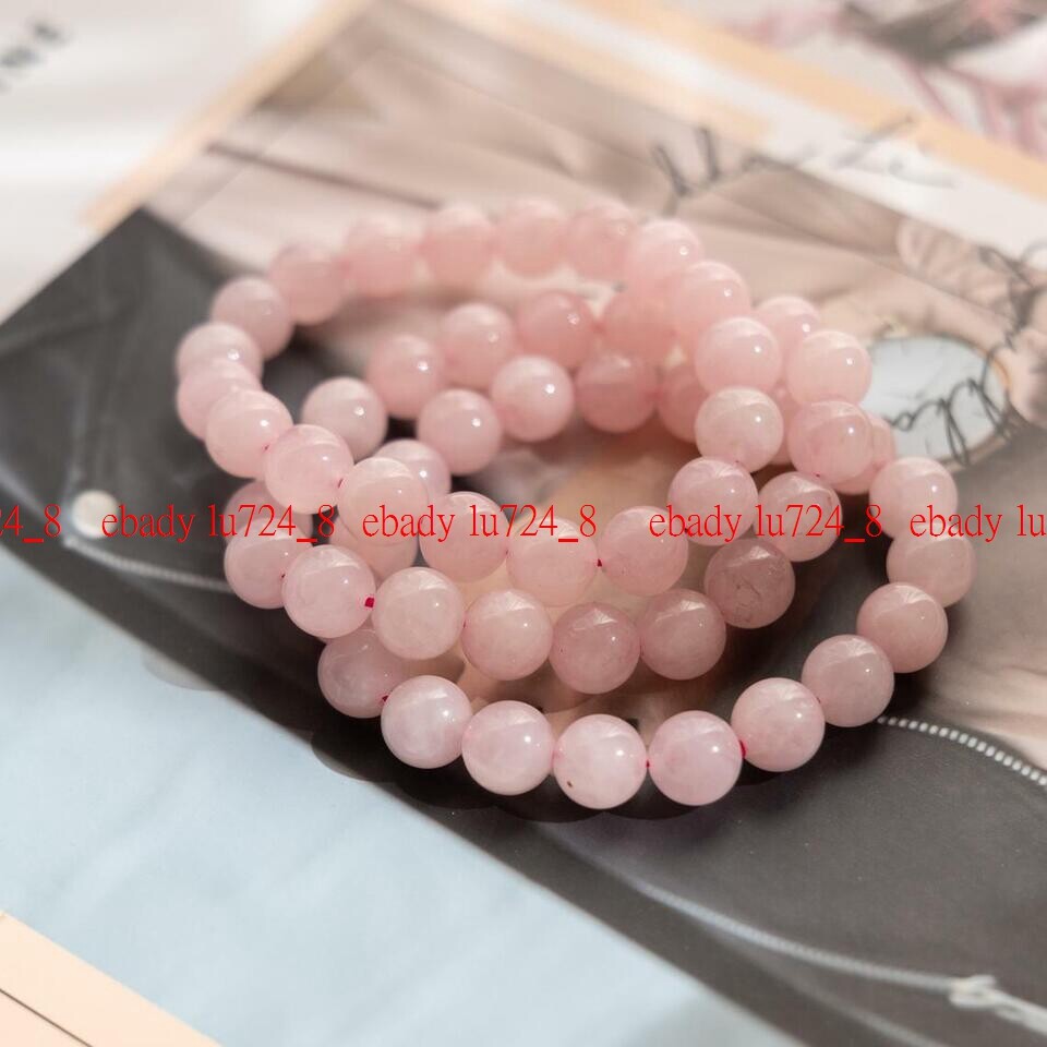 Natural Rose Quartz Bracelet 6/8/10/mm Handmde Crystal Healing Gemstone Bracelet
