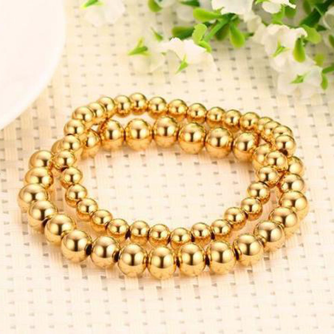 7-11″ 6/8/10mm Men/Women’​s Handmade Silver Gold Beads Stainless steel Bracelet
