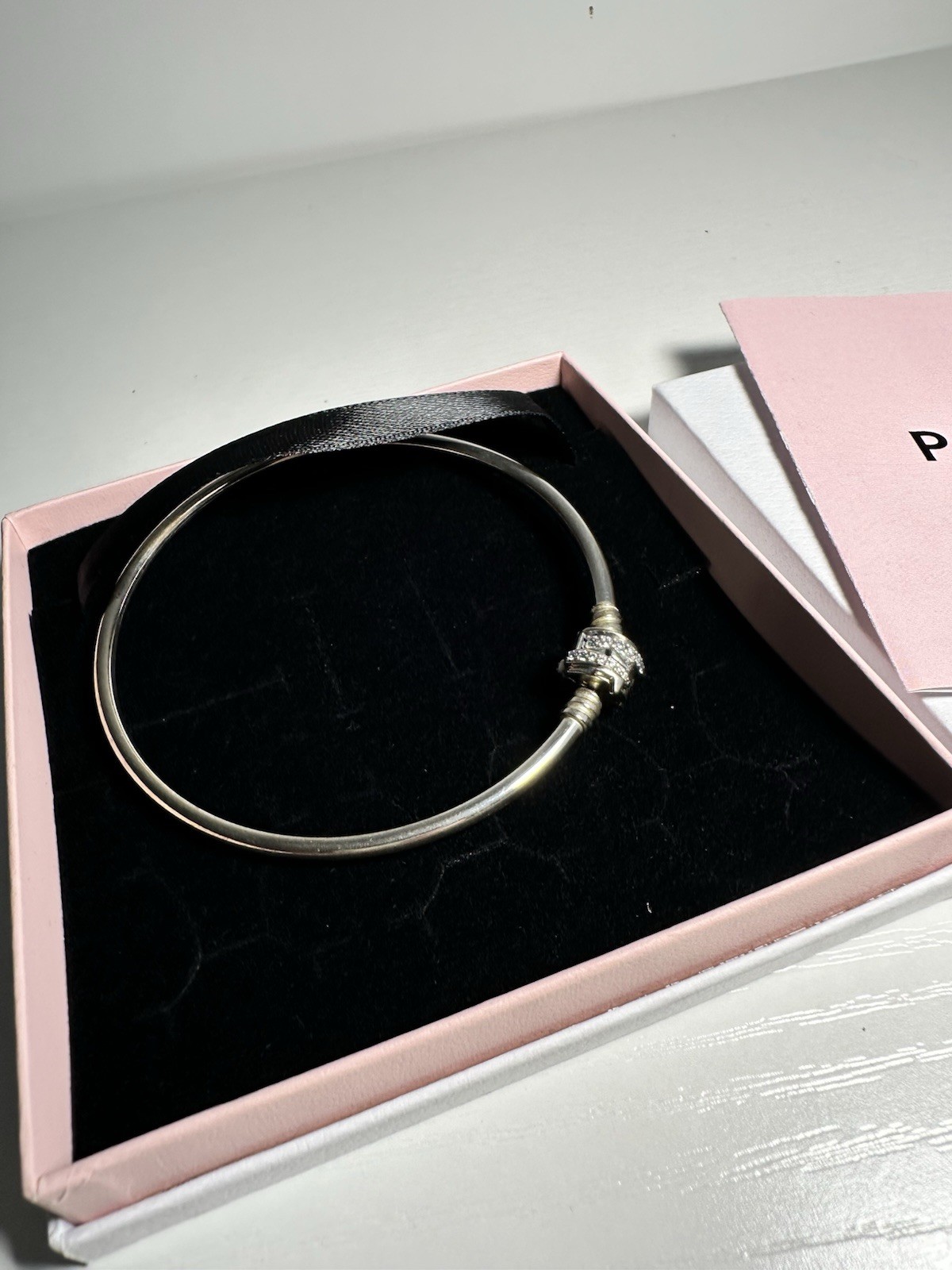 New Pandora Moments Silver Bangle Bracelet Charm Clasp With Original Box