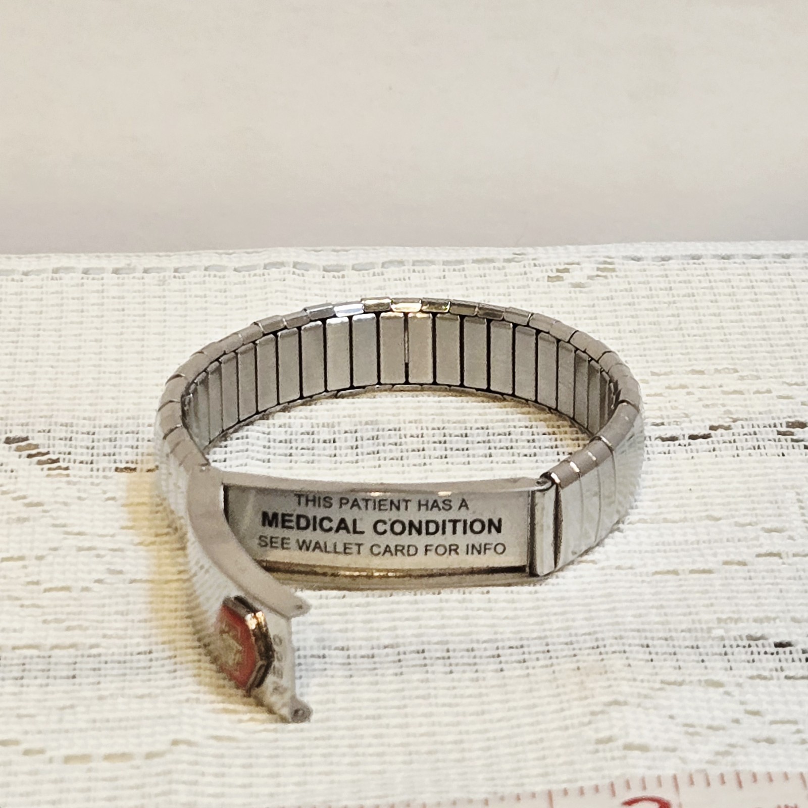 MEDICAL ALERT ID Diabetic Stainless Steel Silver Tone Expansion Bracelet