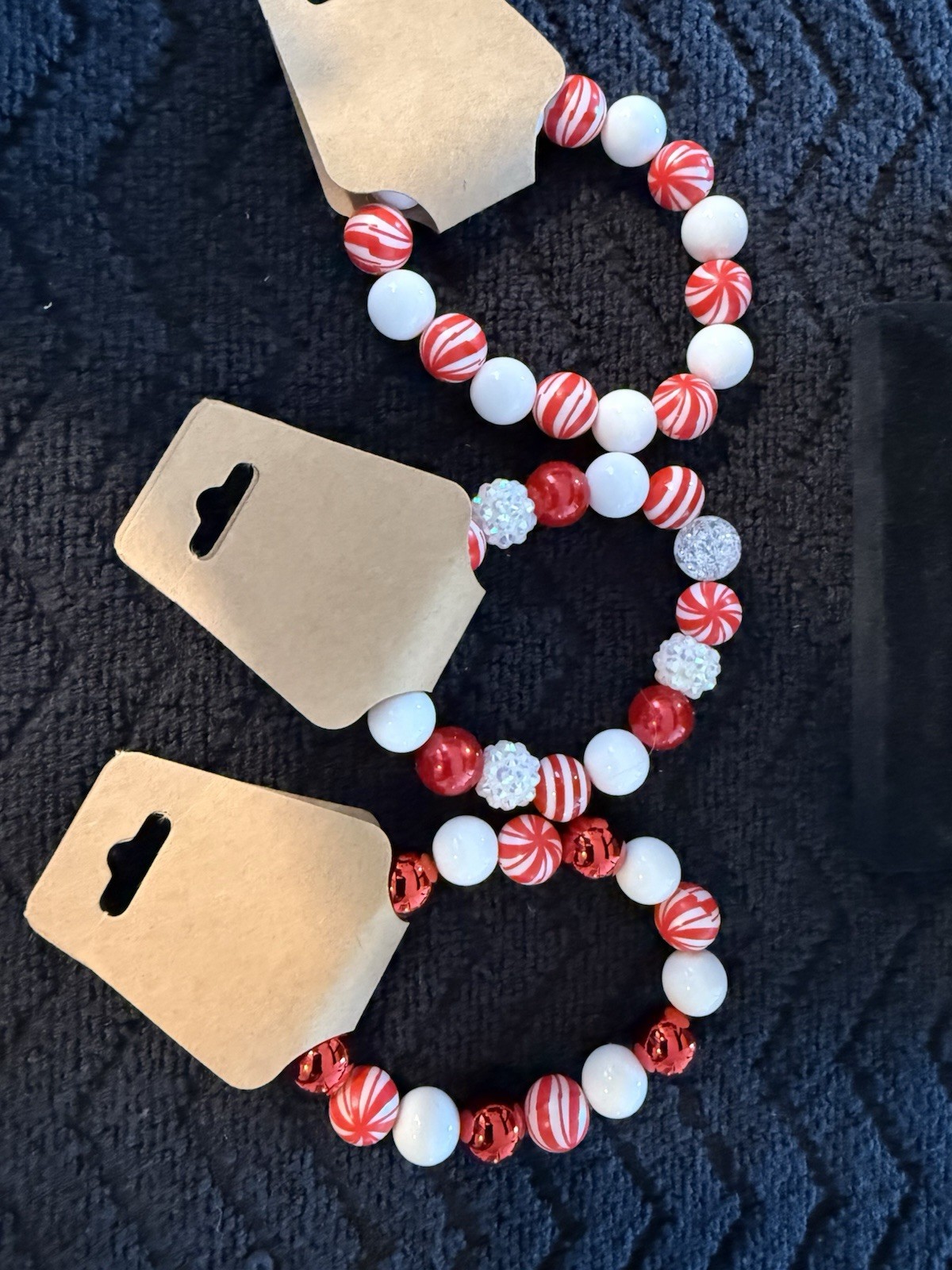 Lot Of 10 – Christmas Beaded Stretch Bracelets 6” To 6.5”