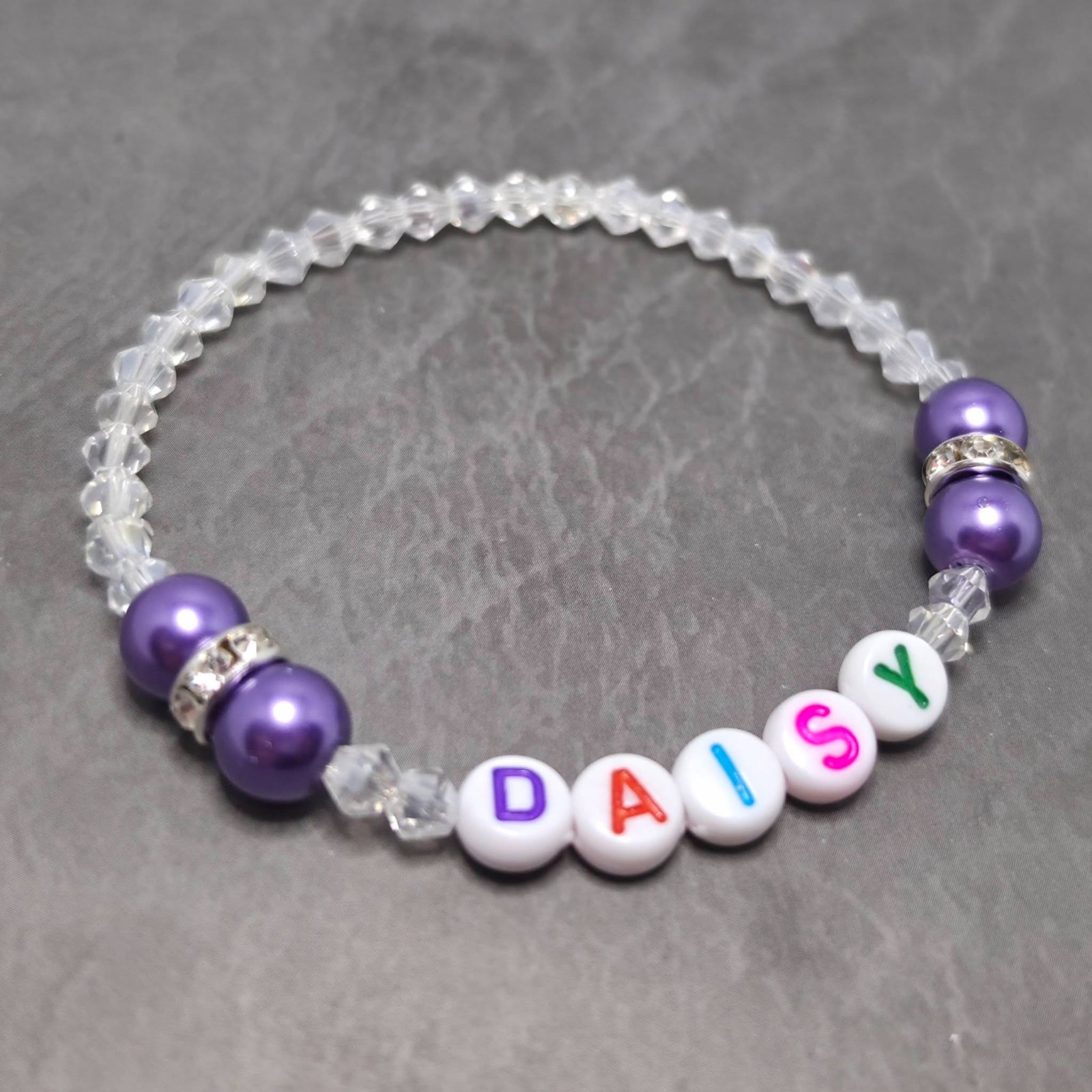 Personalised Stretch Name Bracelet Girls Ladies Birthday Teacher Gift Party Bag