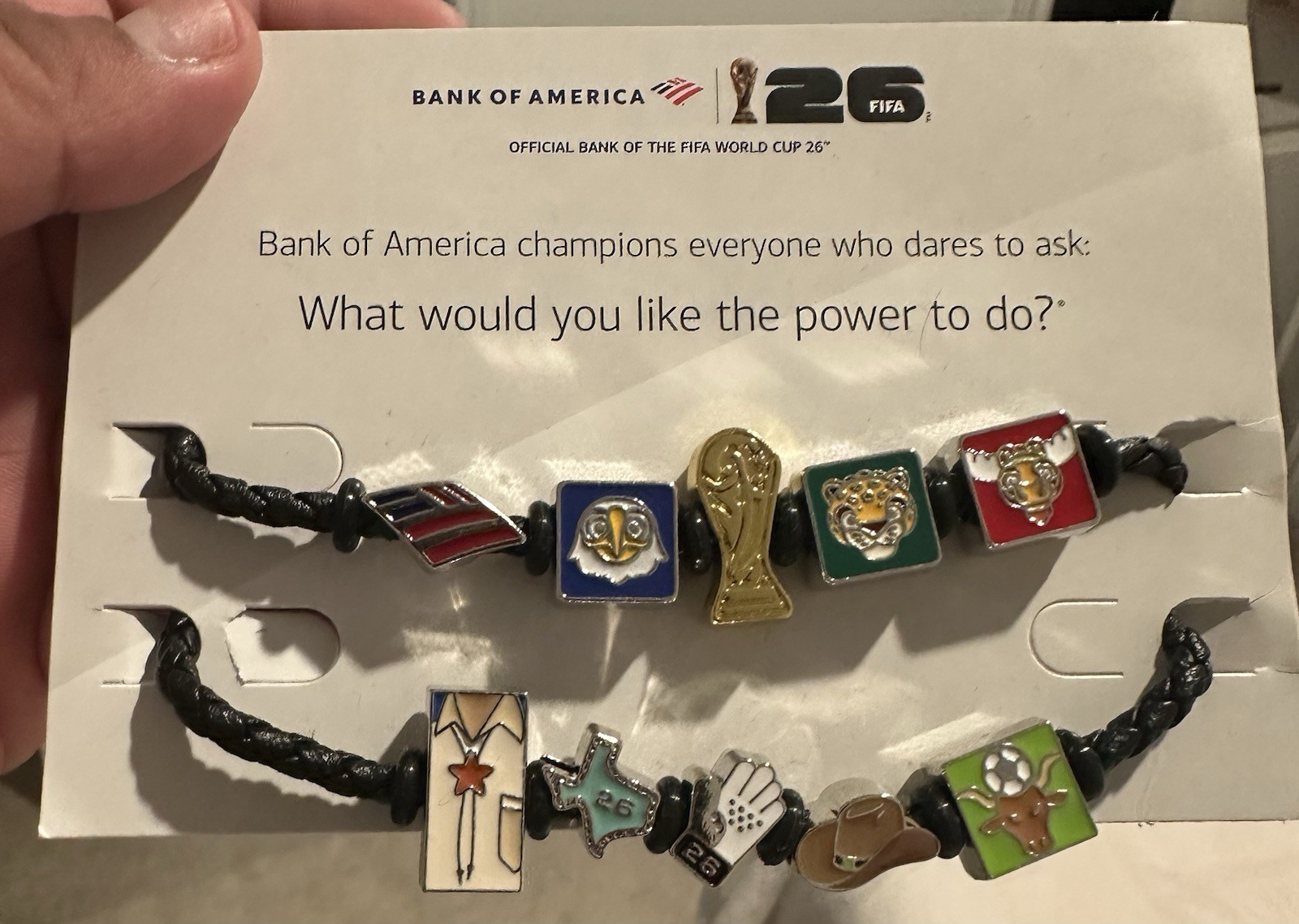 Bank of America FIFA World Cup 26 Braided Cord Bead Charm Bracelets Set of 2