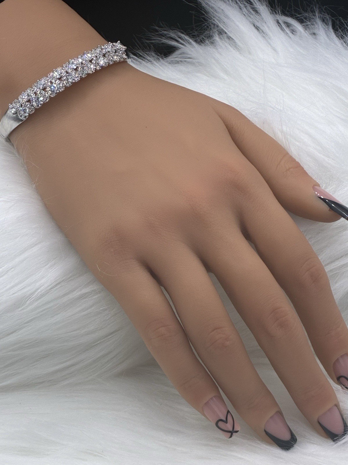 Exquisite Luxury Roman Stylish Crystal Bracelet Bangle Silver Tone