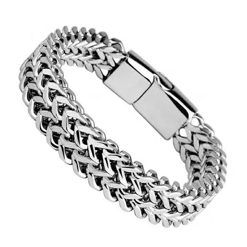 Bracelet for Men Jewelry 10MM Stainless Steel Hidden Locks Hand 19/21/23CM Size