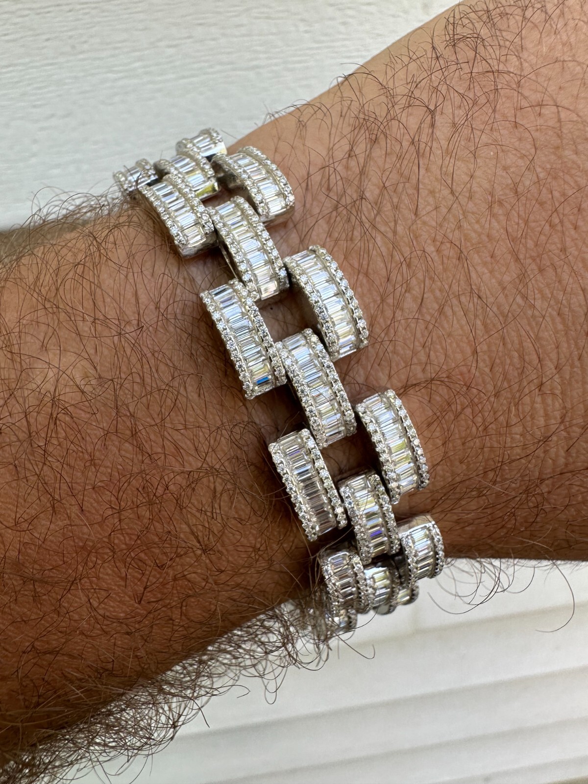 MOISSANITE Baguette 14mm Mens Iced Panther Link Presidential Bracelet Hip Hop