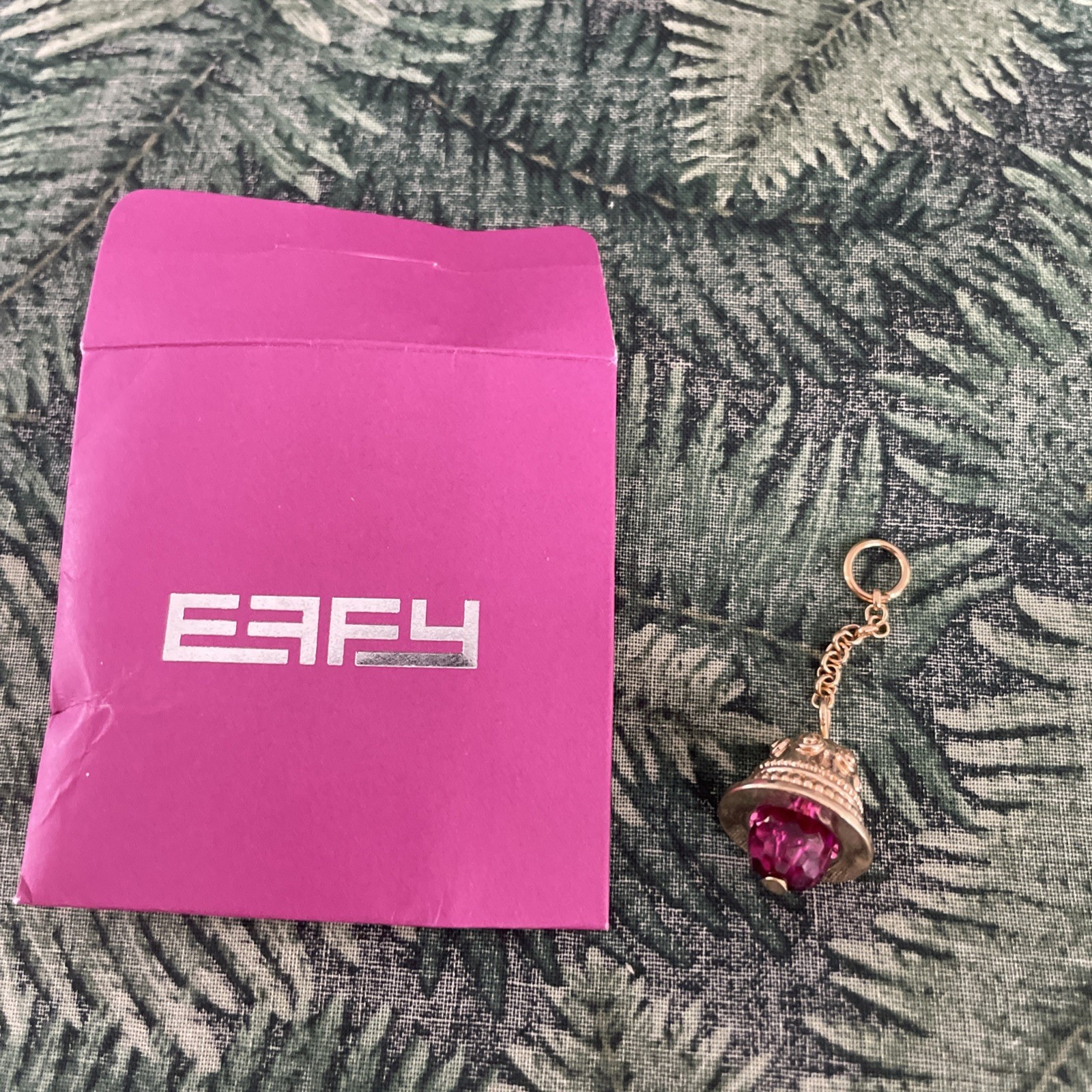 Effy Bell Charm, Gold Tone Bell On Chain, Purple