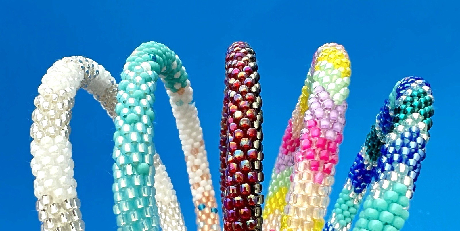 Lot 5 Handmade Beaded Woven Bracelets Summer Vacation Friendship New