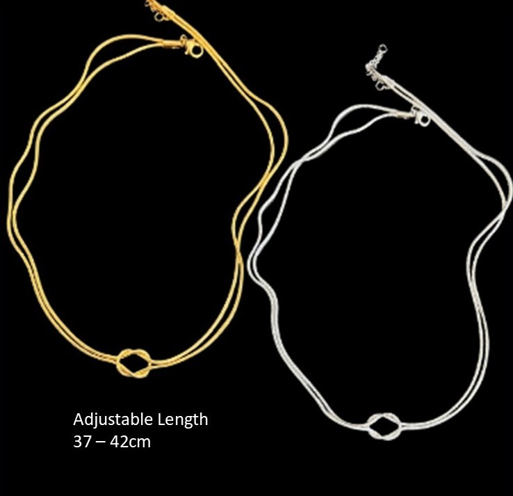 Love Knot Friendship Necklace Stainless Steel 18ct Gold Plated Option 37-42cm