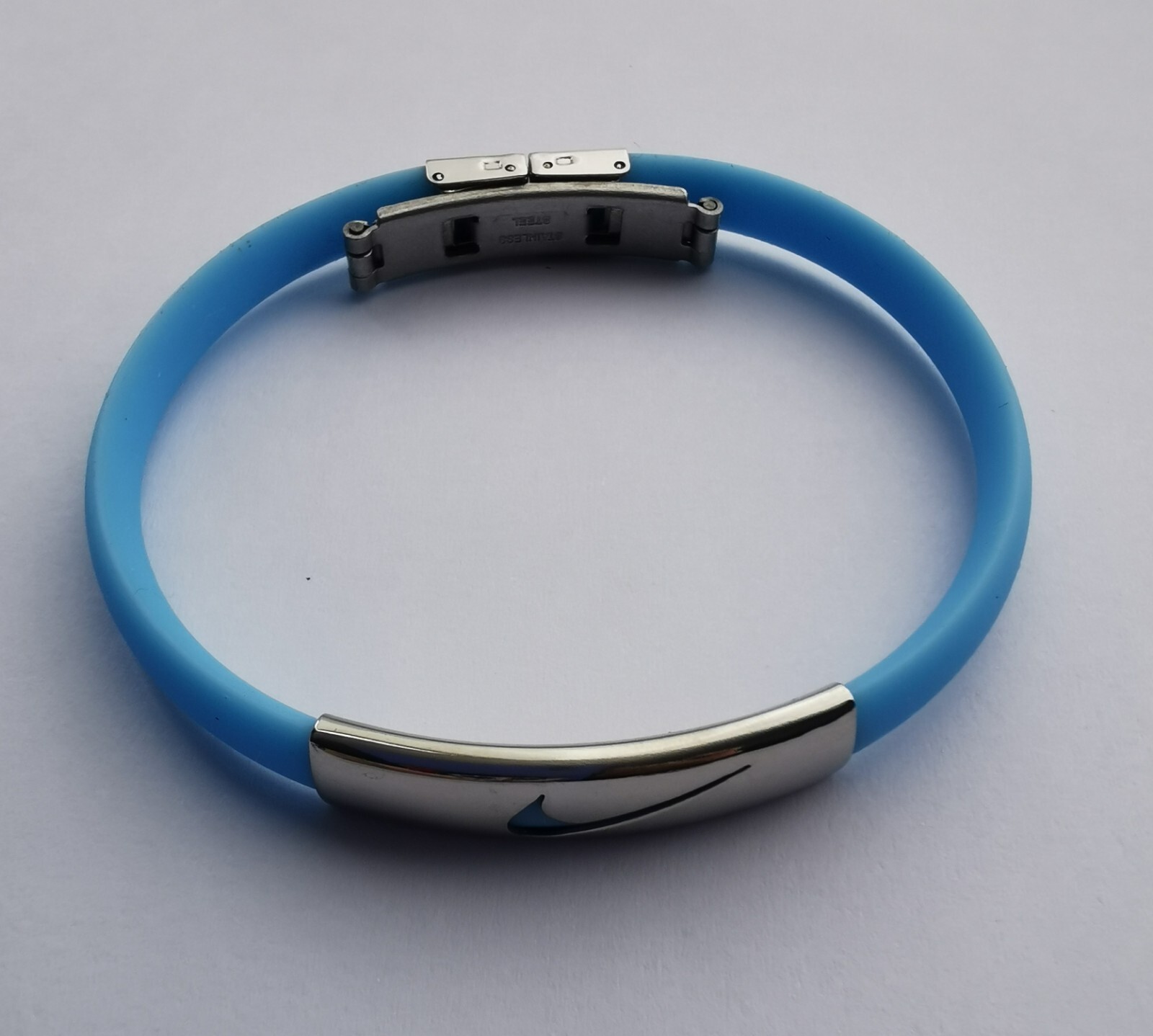 Unisex Nike Sport Silicone Wristbands Bracelet Stainless Steel Clasp w/Metal Box