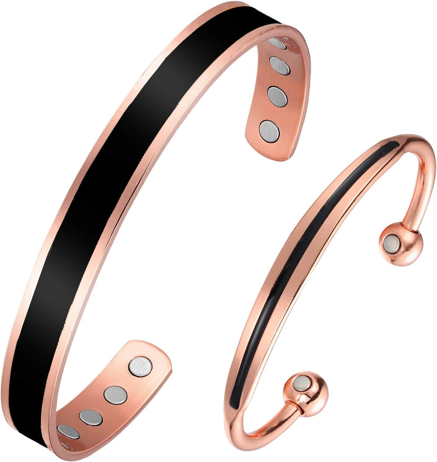 BioMag 2Pcs Copper Bracelets for Women Men, 99.9% Pure Copper Magnetic Bracelet