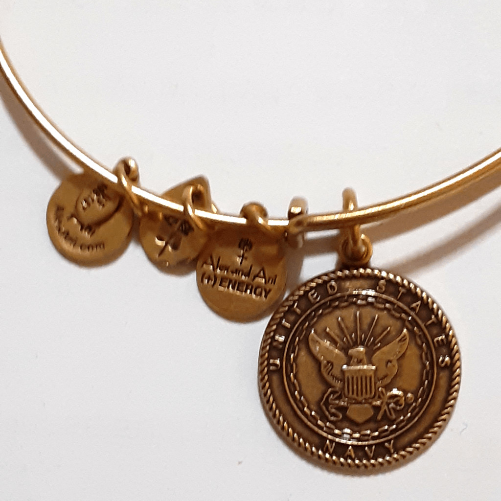 Alex and Ani copper tone charm bracelet United States Navy patriotic
