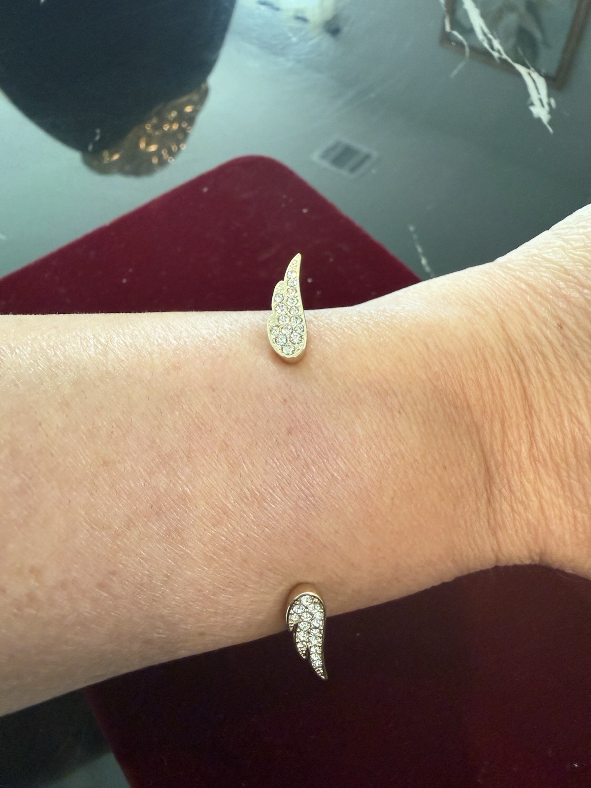 Gold Tone Pavé Crystal Open Cuff Bracelet, White/Colorless Crystal