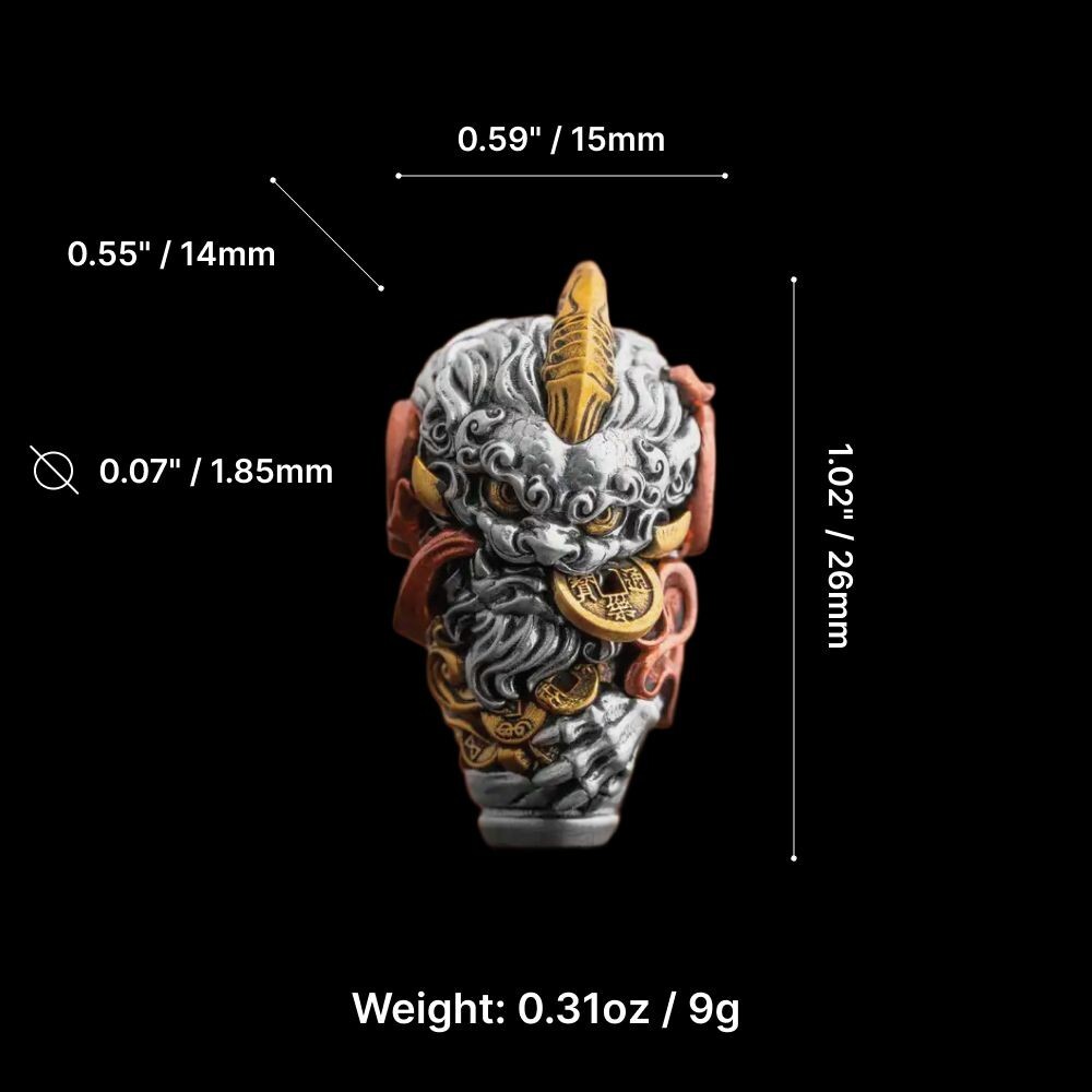 Treasurebound Pixiu Three-Way Bead. Bracelet Charm for Prosperity. Gifts for Men