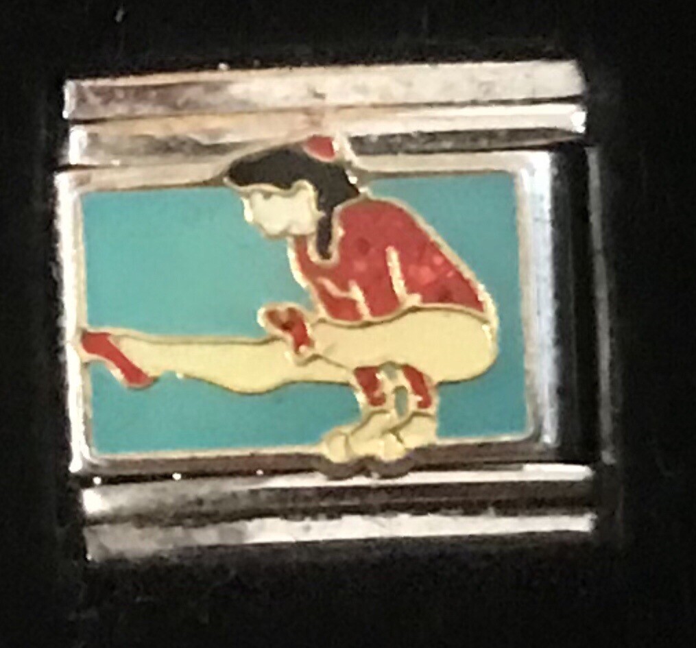 Gymnastics Gymnast Italian Charm Enamel Link 9MM K47