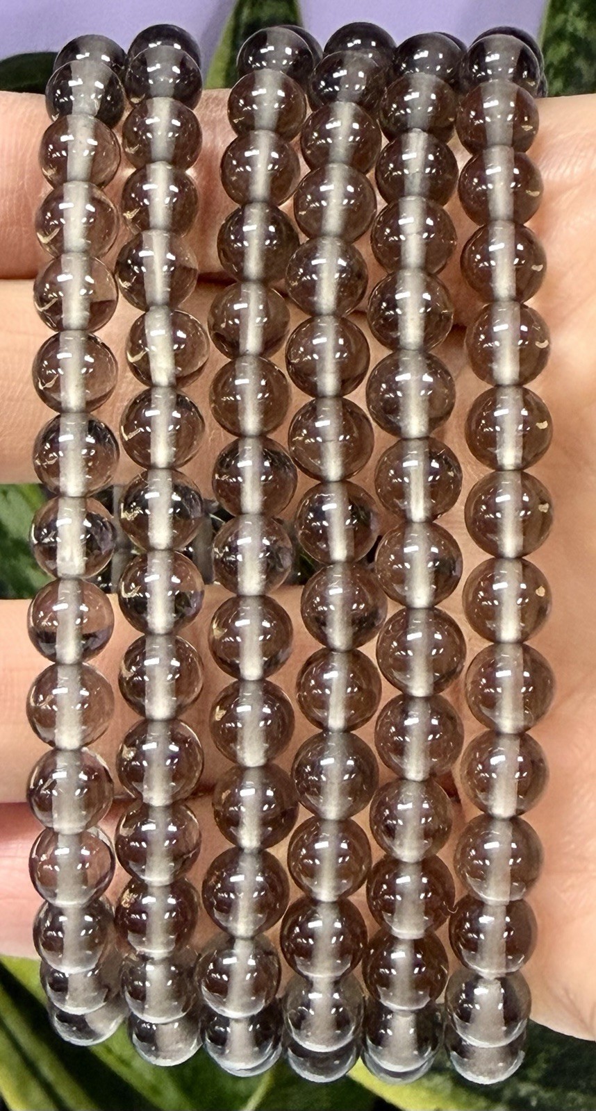 Wholesale Lot 6 Pcs Ice Obsidian 6mm 7.5” Crystal Healing Stretch Bracelet