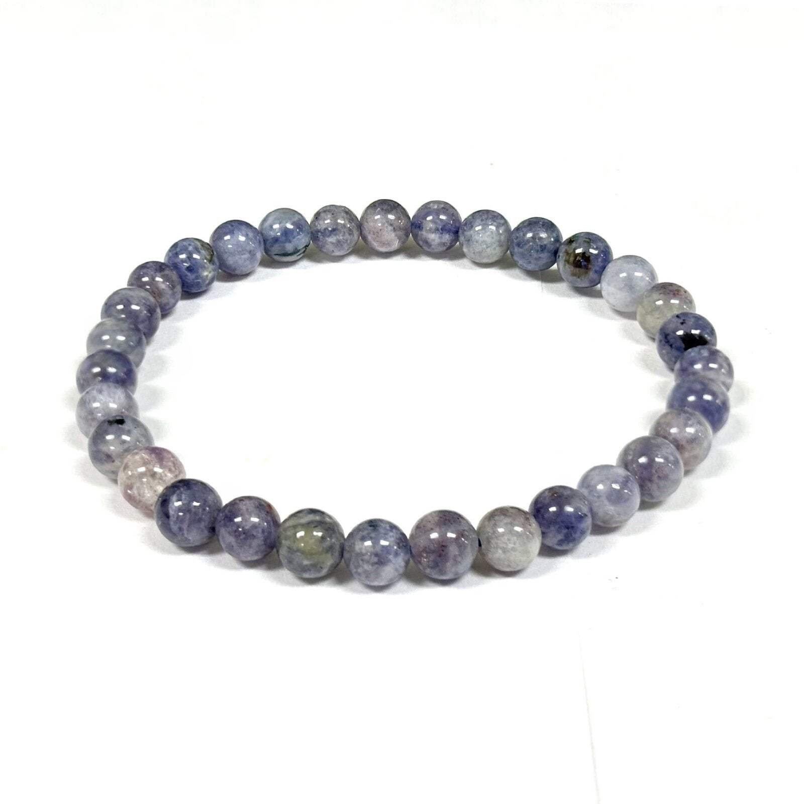 6mm Larvikite Gemstone Round Bead Unisex Stretch Bracelet