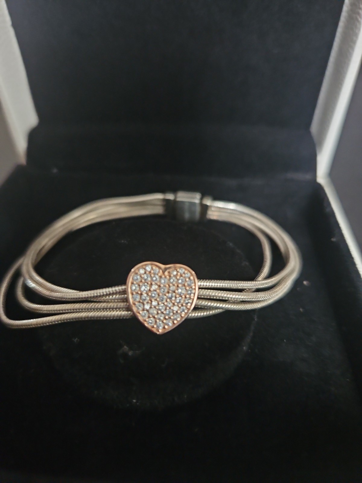 PANDORA Reflexions BRACELET & Pavé Rose charm gift 17cm