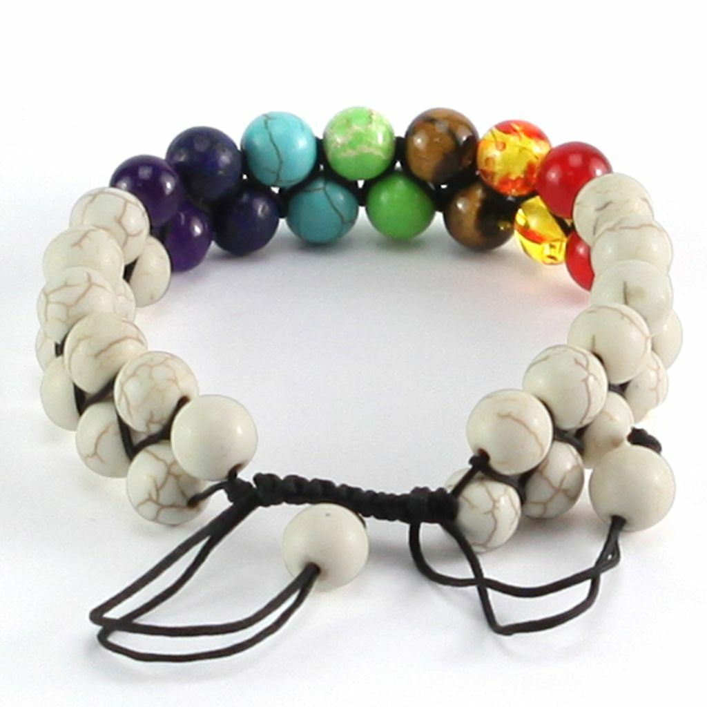 Natural Stone Bead 7 Chakra Healing Bracelet Braided Yoga Reiki Energy Bangle