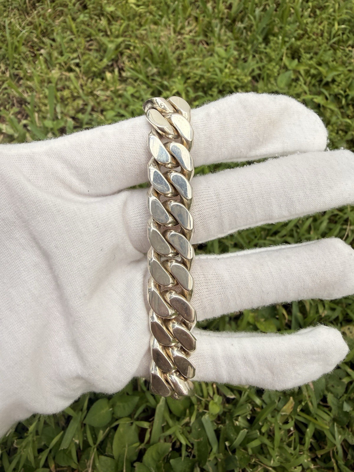 925 Sterling Silver Cuban Link Bracelet 8” 13.2 mm 90.51g Heavy Box Clasp Italy