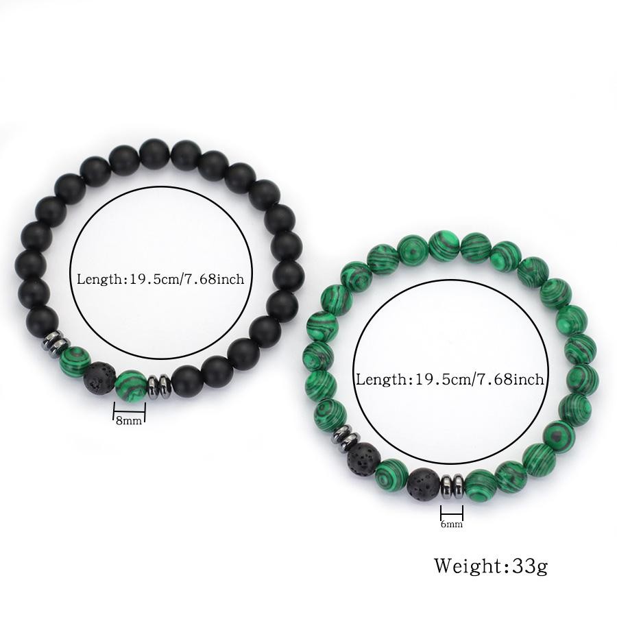 Men Beaded Bracelet Set 8mm Tiger Eye Malachite Obsidian Stone
