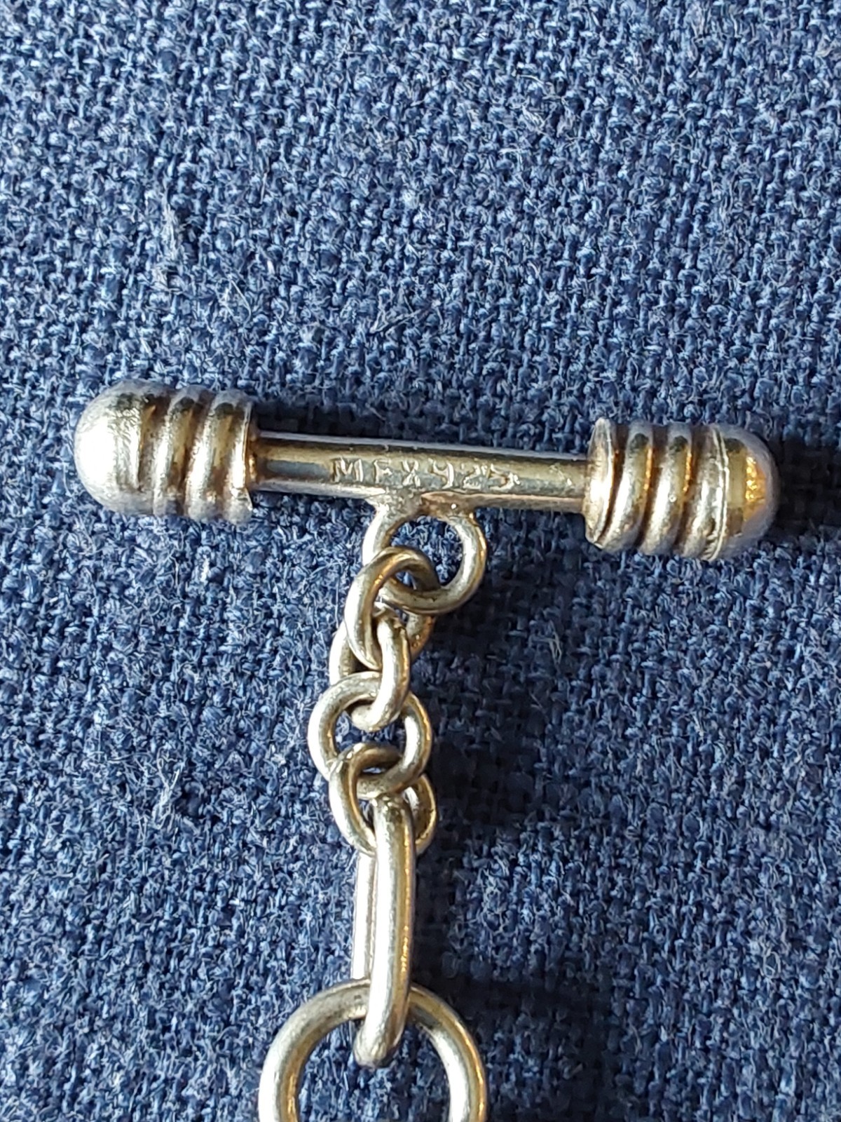 Taxco 925 Silver Oval Link Chain Bracelet, Toggle Clasp, Signed
