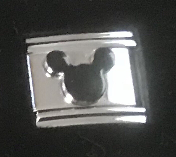 Rare 3 Piece Mickey Mouse Ears Black RedYellow Italian Charm Enamel Link 9MM K47
