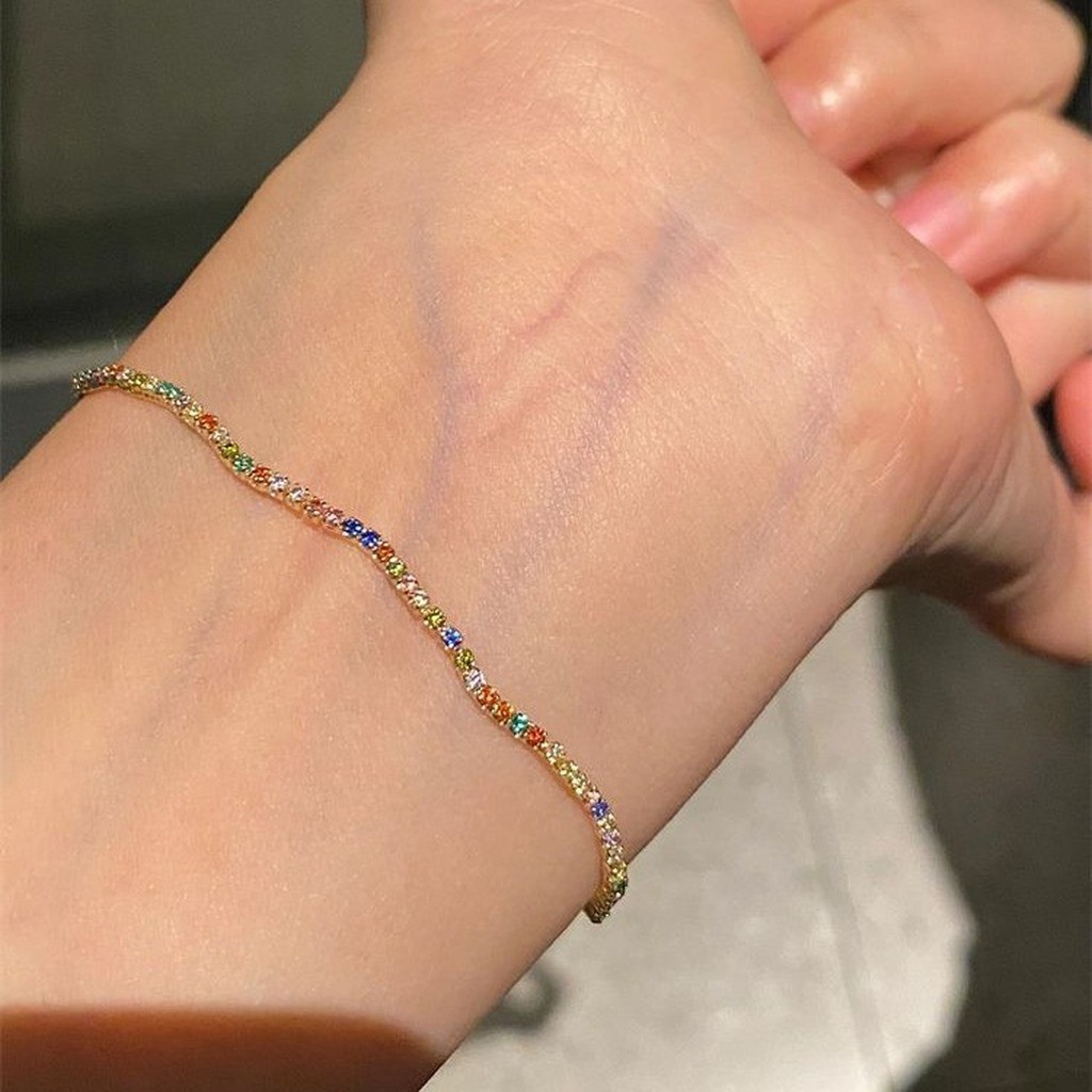Gold Tone Wavy Thin Bracelet for Women Elegant Daily Wear Friendship Gift