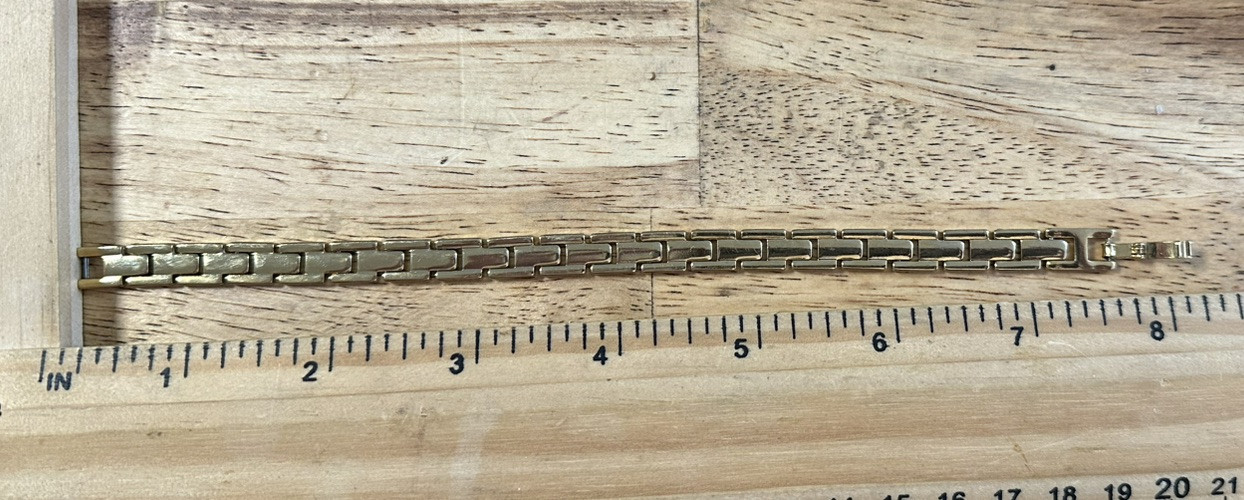Vintage Gold Tone Heavy Chain Link Bracelet 7 3/4″ – Push Lock Closure