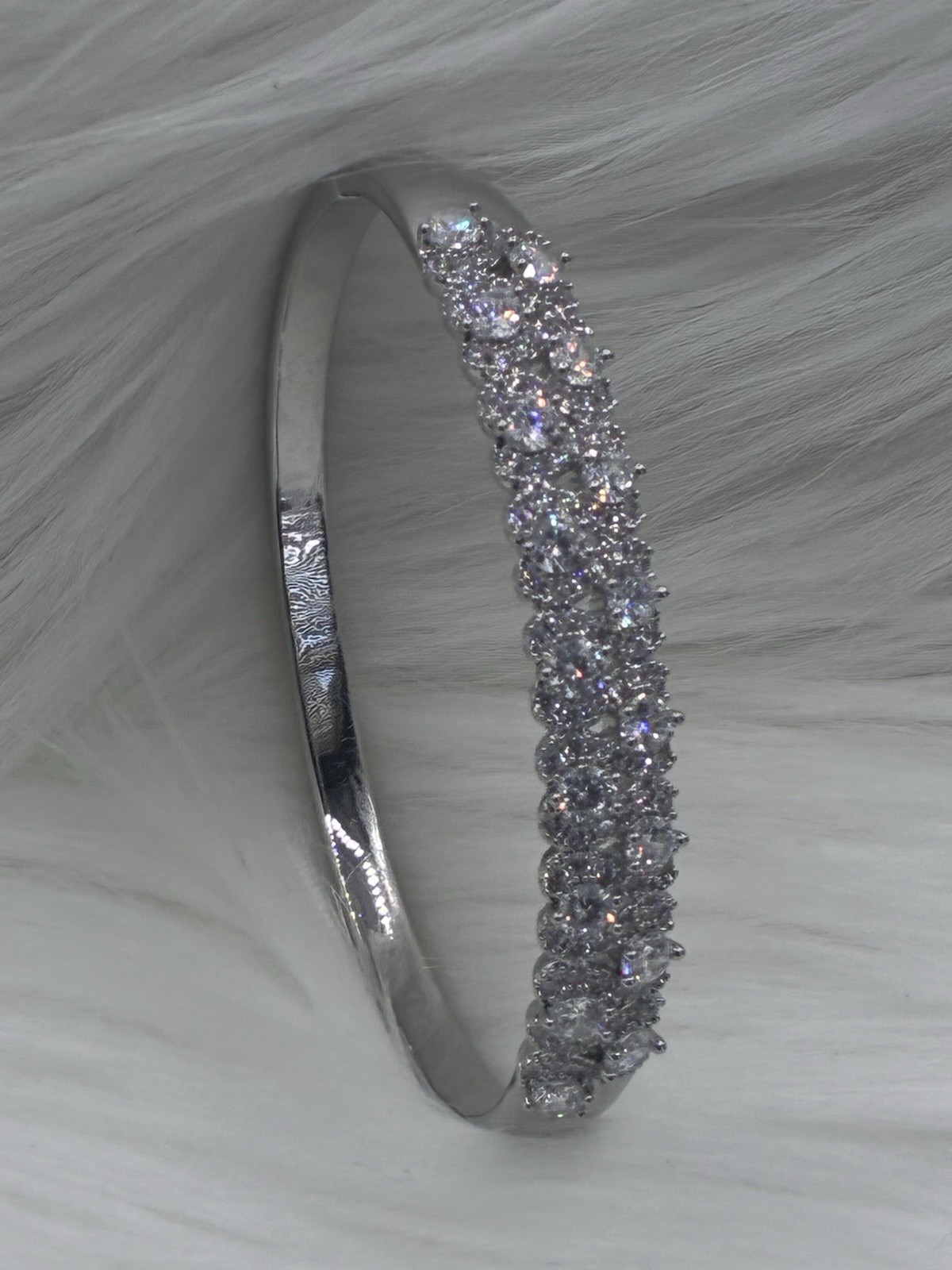 Exquisite Luxury Roman Stylish Crystal Bracelet Bangle Silver Tone