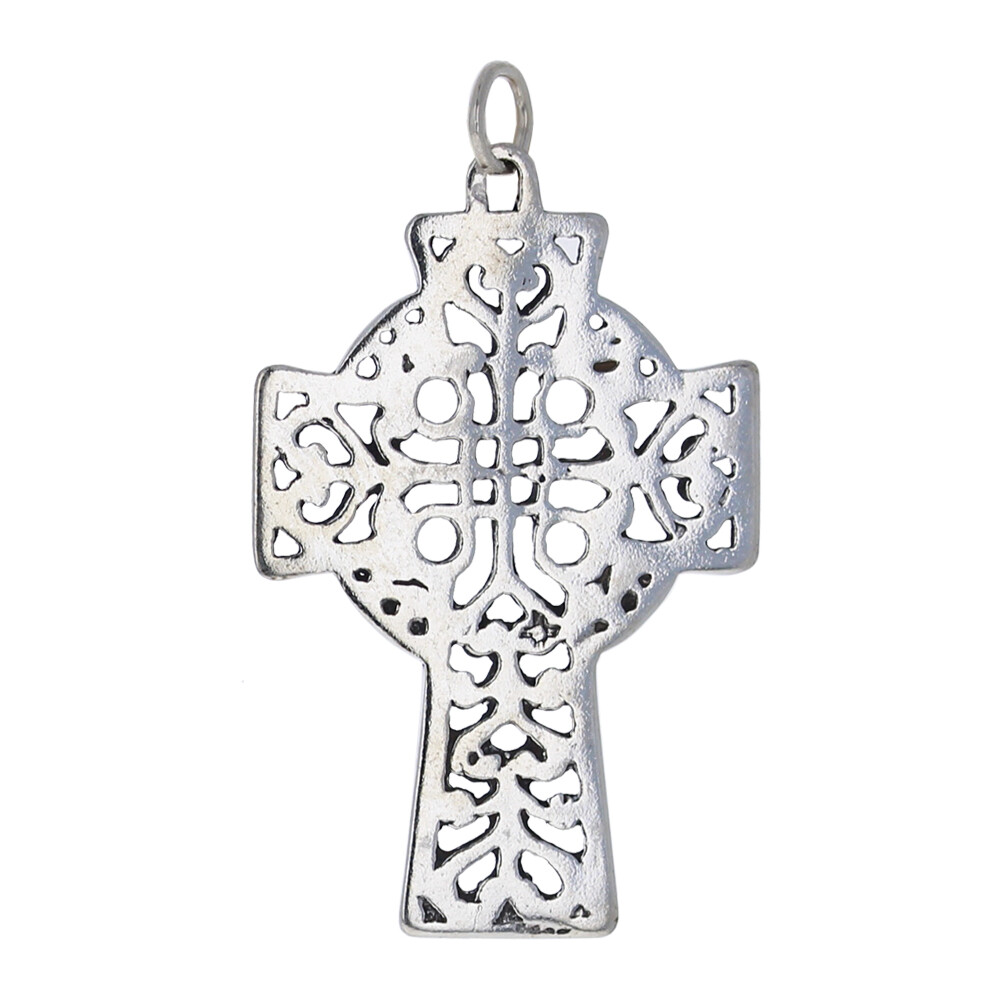 Cross Charm, Sterling Silver, Attached Open Jump Ring, Charm or Pendant, CH1318