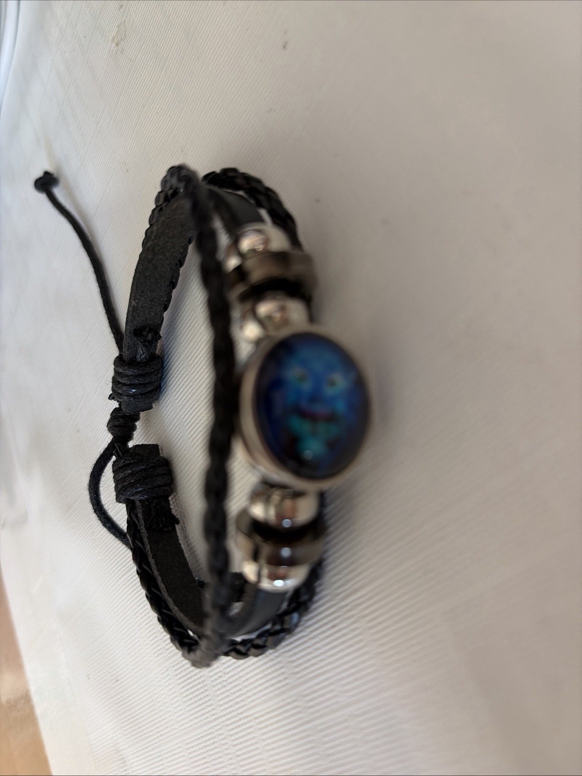 Leo Zodiac Bracelet, Adjustable Leather Wristband With Leo Symbol Cabochon