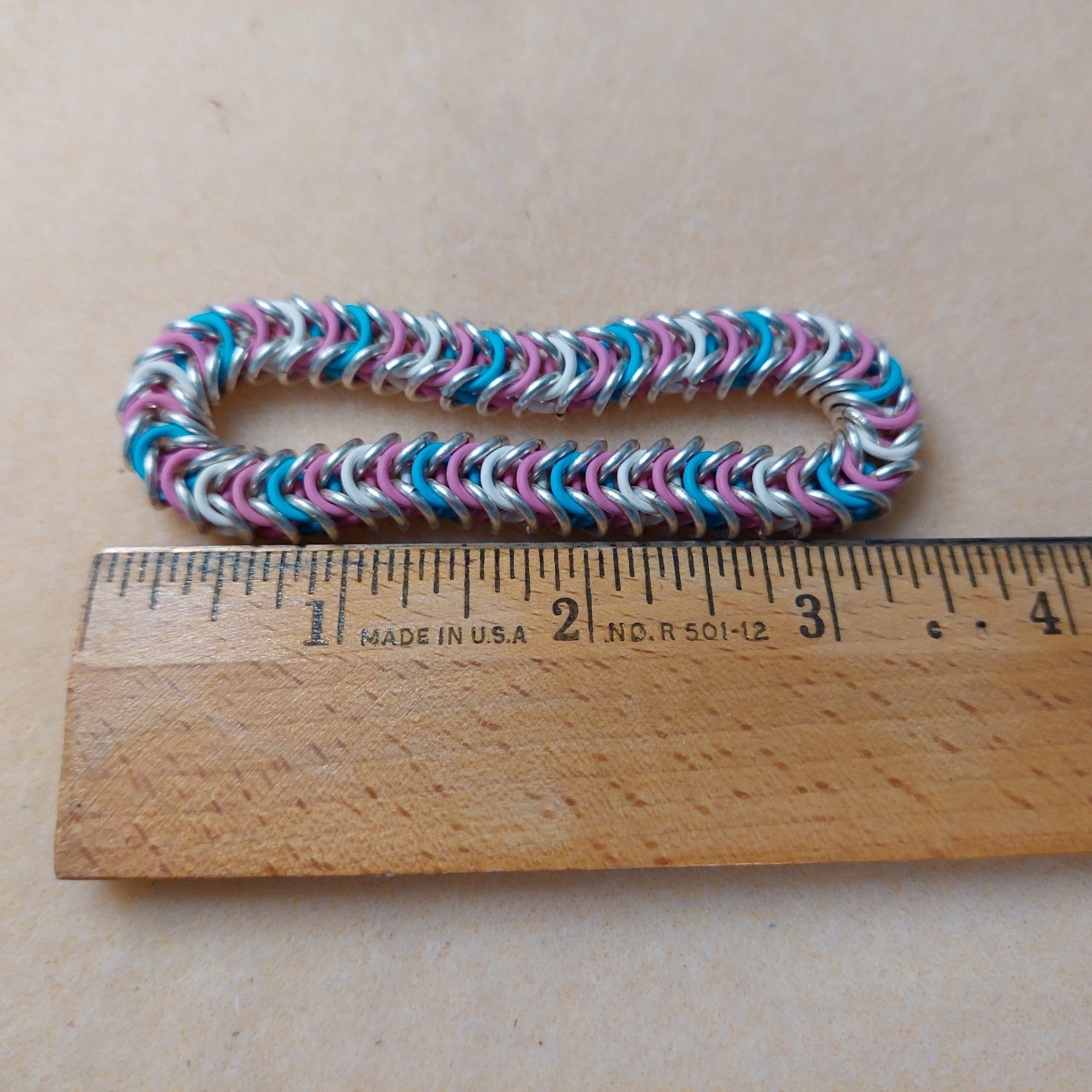 Pride Unisex Stretchy Transgender Bracelet with Rubber Rings in Polished Brass
