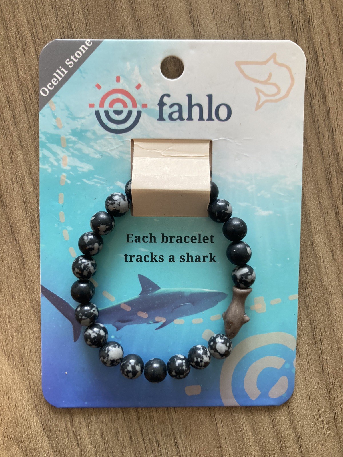 Fahlo Shark Tracking bracelet, Ocelli Stone Endangered Species Jewelry NWT