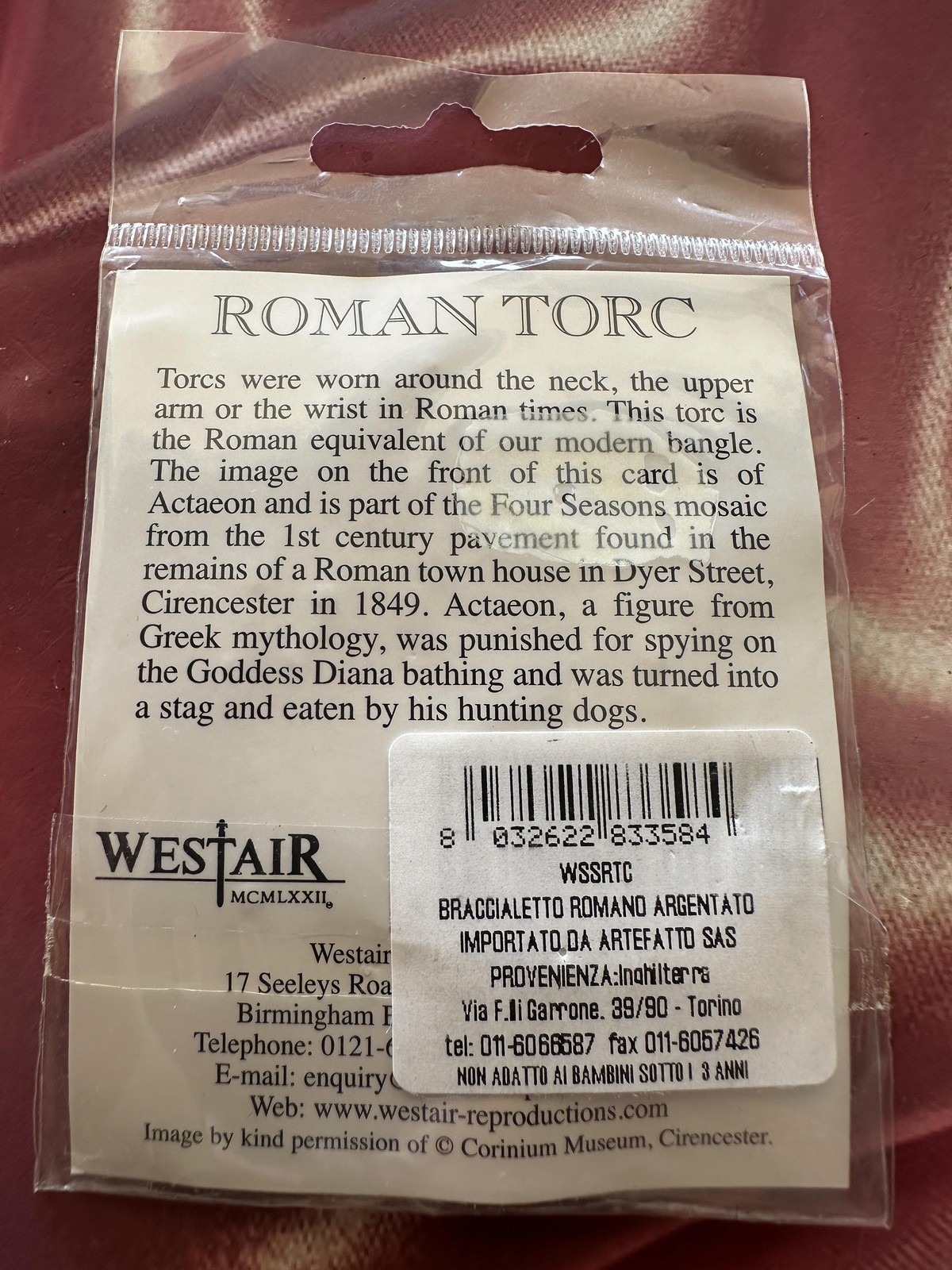 Westair Reproductions Roman Torc Bracelet Historical Silver Tone Bangle England