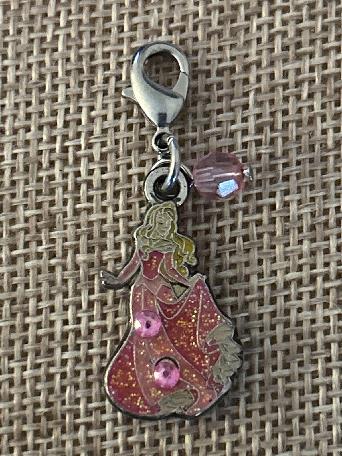 Sleeping Beauty Disney Princess Tiny Charm Pink Dress Rhinestones Glittery