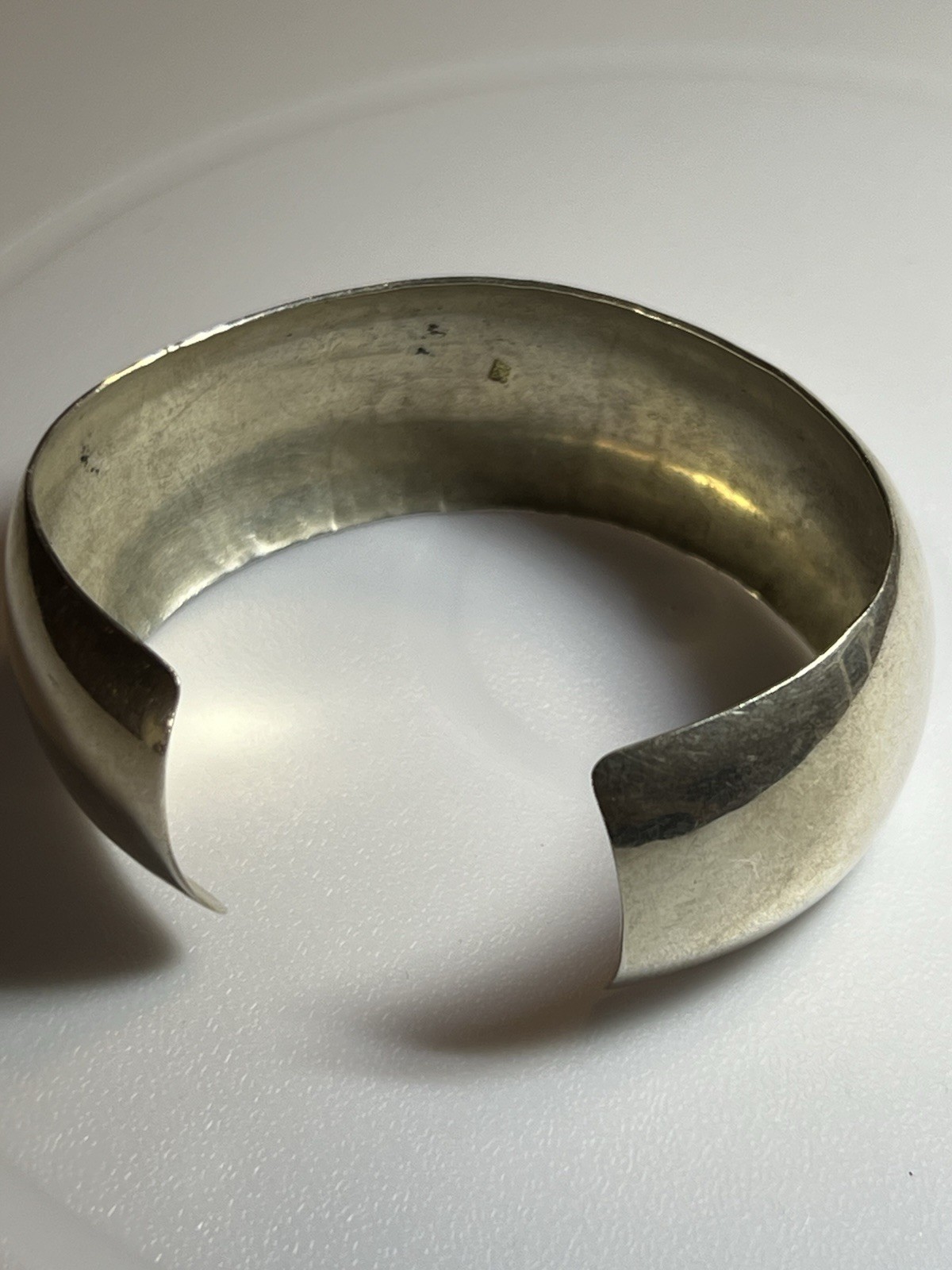 Sterling Silver Wide Domed Cuff Bracelet Stamped 925 6” Inner Malleable Used