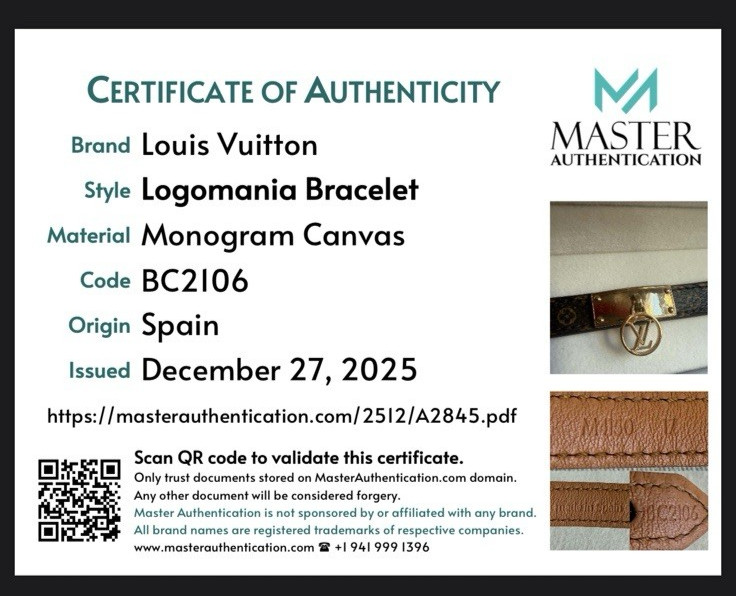 Authentic LOUIS VUITTON Logomania Bracelet LV Circle Size 17