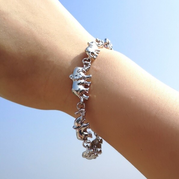 Elegant 925 Sterling Silver New Women Fashion Jewelry Charm Elephant 7″ Bracelet