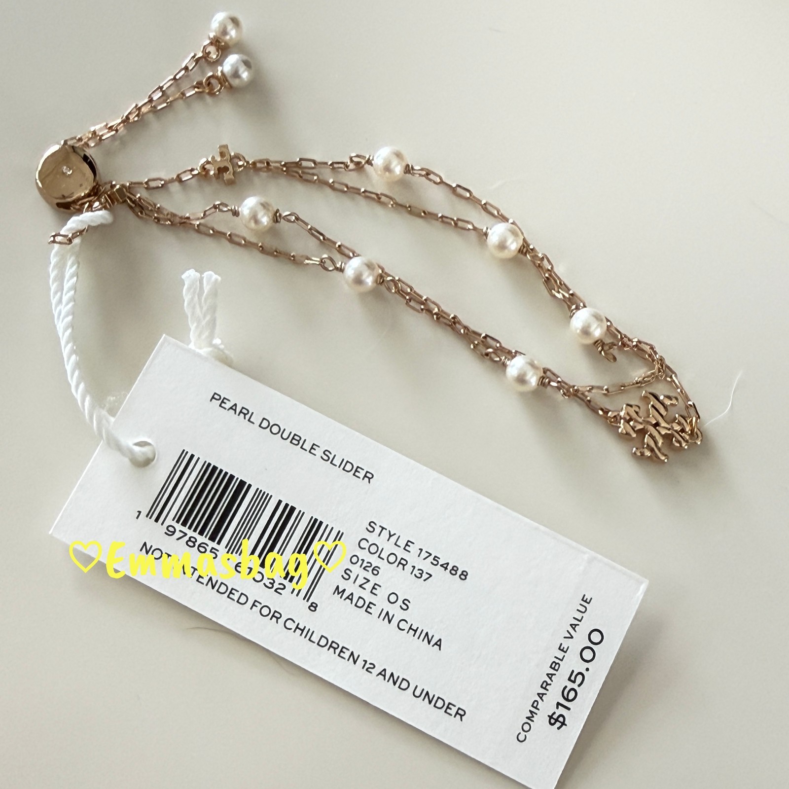 Tory Burch Pearl Double Slider 175488 Tory Gold / Pearl $165