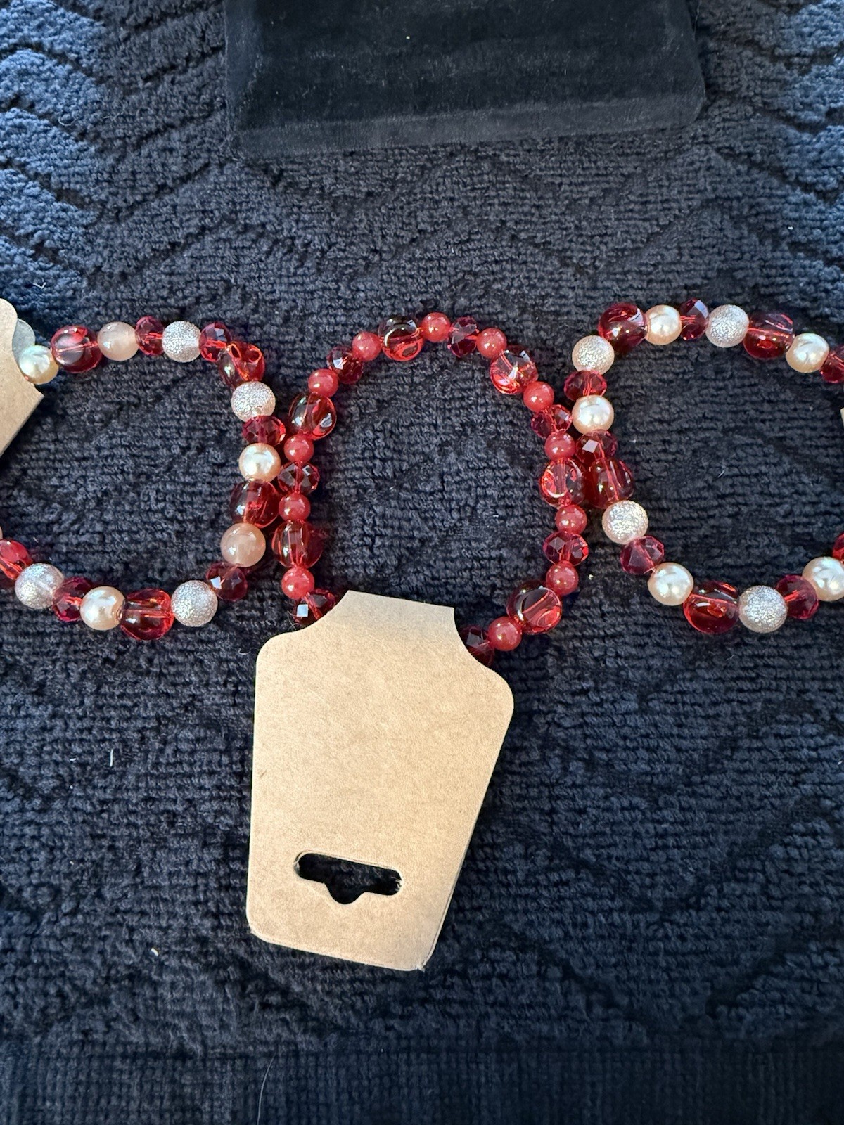 Lot Of 6 – Red & Black Beaded Stretch Bracelets 6” To 6.5”