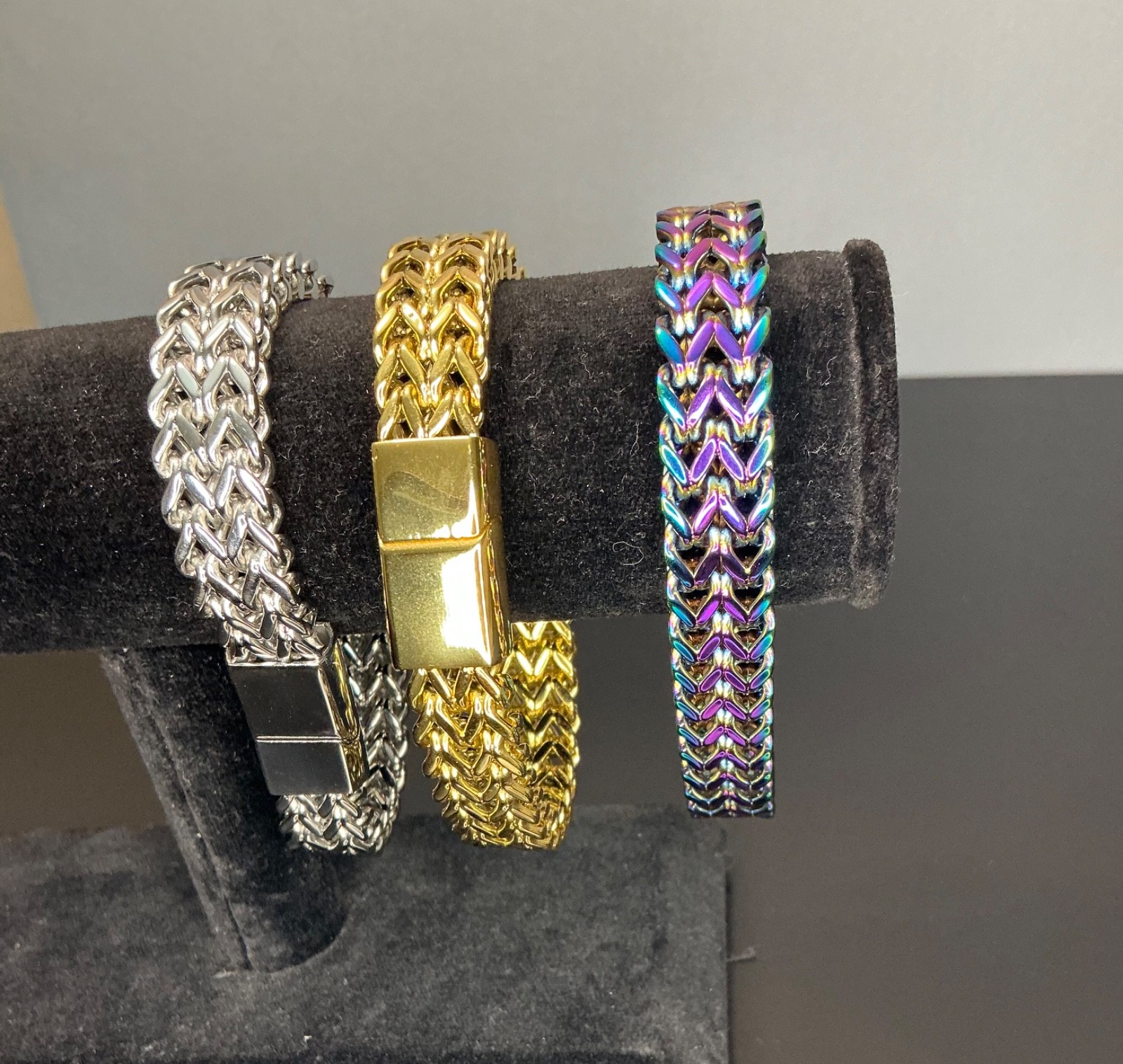 New Bracelet Hip Hop Men Women Gift Teen 8 Inches Iridescent Gold Colorful