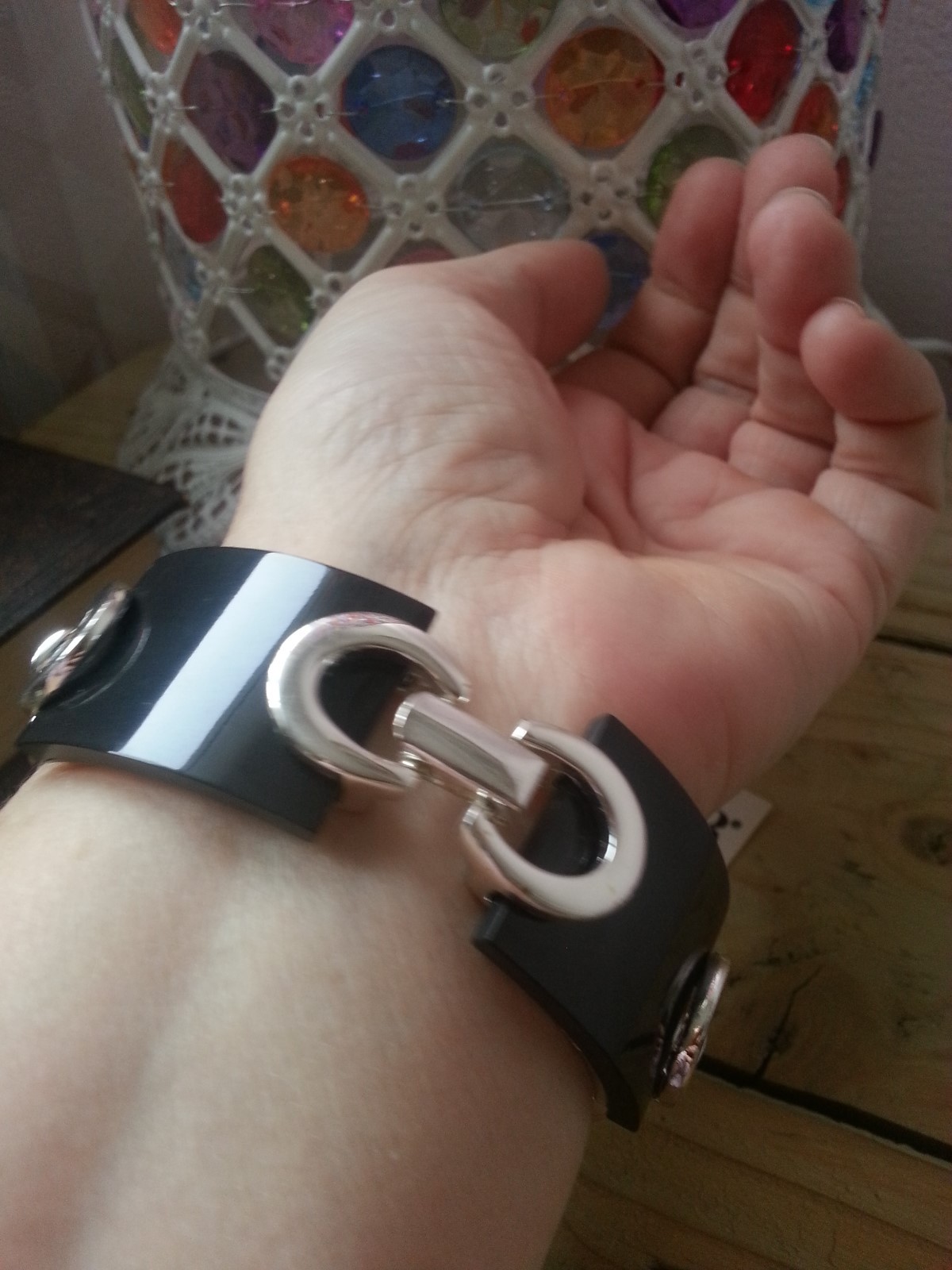 “Napier” 4 Oblong Bar Black “Resin” Link Silver Plated Bracelet