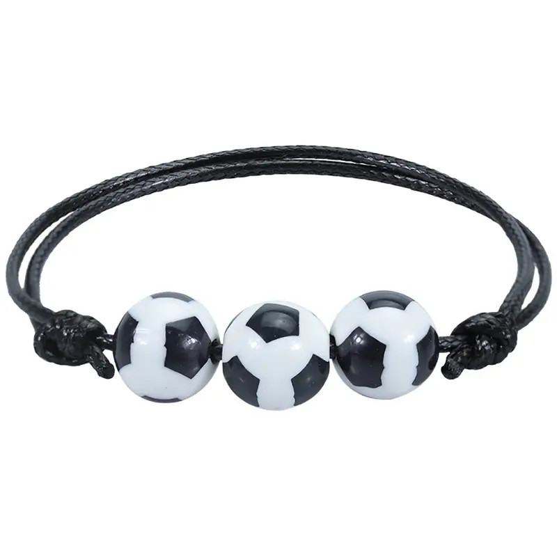 Sports Theme Adjustable Beads Balls Bracelet – New – Soccer Ball
