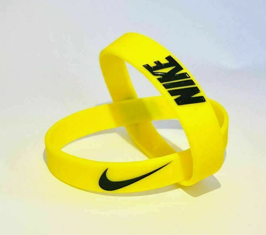 Nike Baller Band Silicone Rubber Bracelet Yellow Black Elite Series AF1