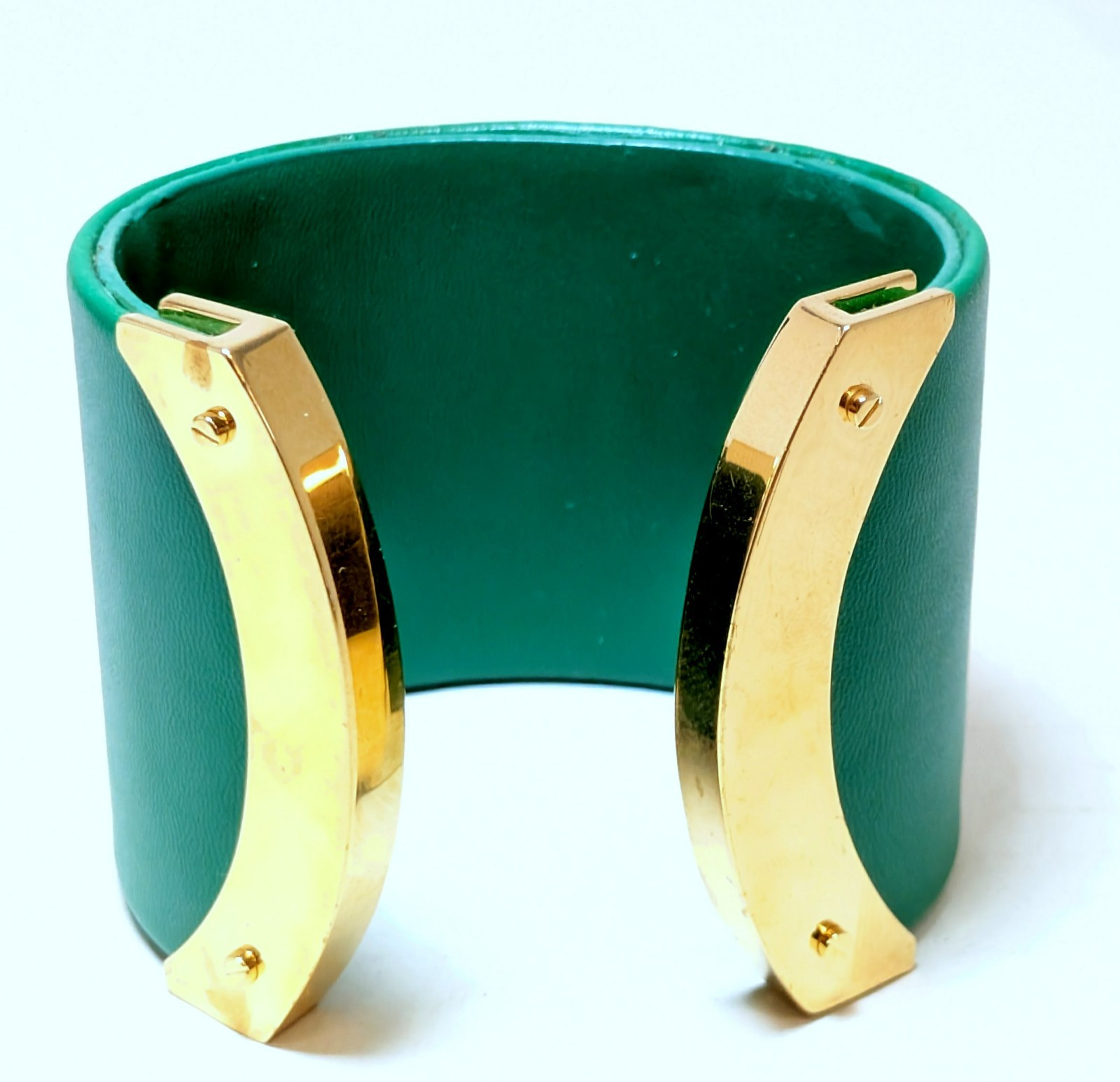 Gorgeous Faux Green Leather Rhinestone Seahorse Cuff Bracelet