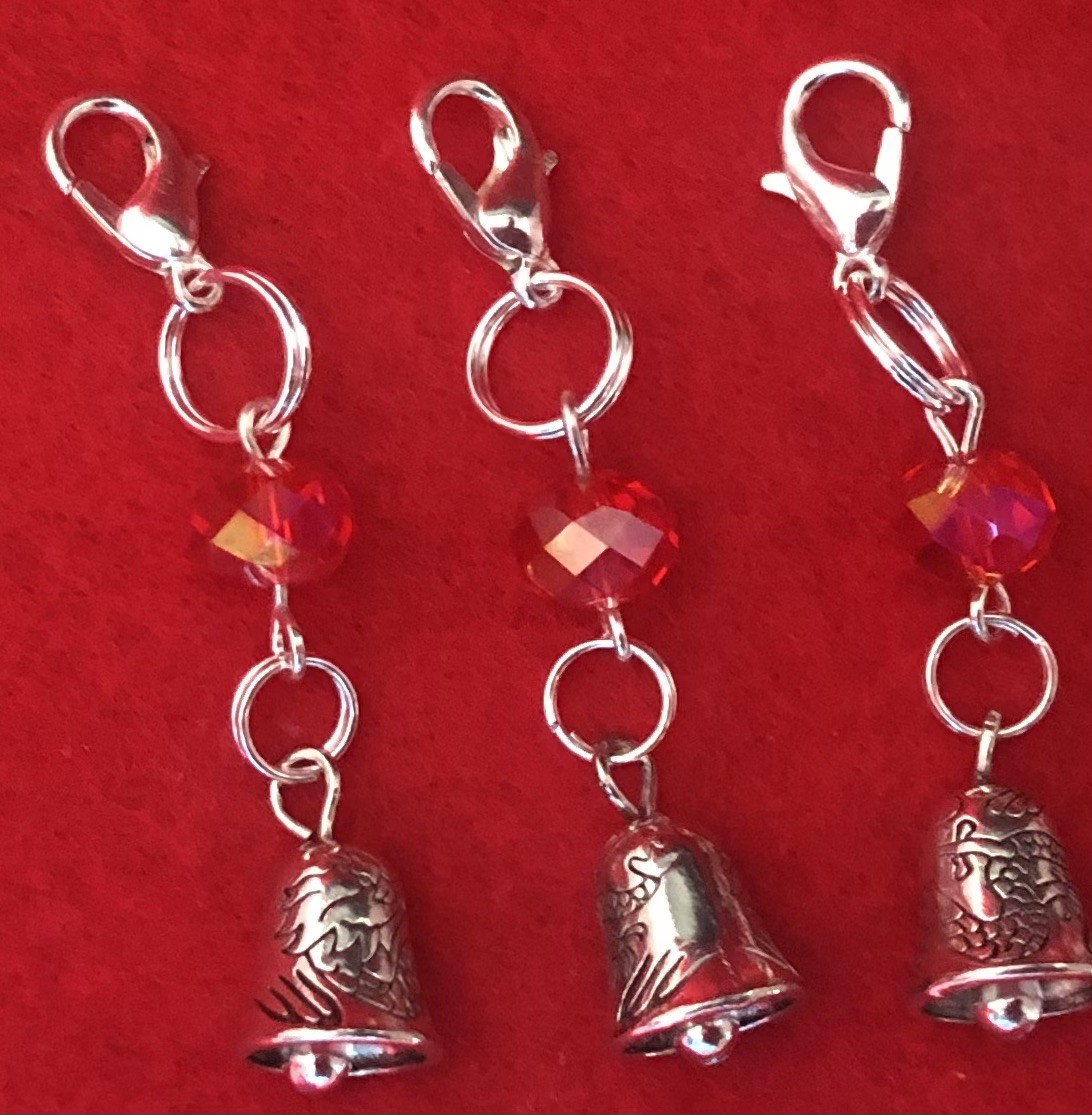 Christmas Clip On Charms∞Bells∞Two Styles∞Single~Pack of 5 or Double~Pack of 4